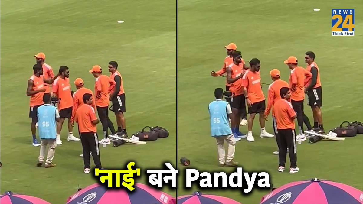 hardik pandya become barber well groomed Kohli hair during IND vs BAN Match Watch Video