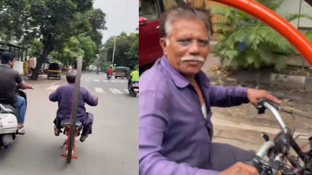Watch  Video: साइकिल का टायर है या बाइक! सूरत की सड़क पर दौड़ती दिखी अनोखी गाड़ी, लोग बोले- भइया ये तो टाइम ट्रैवलर है!