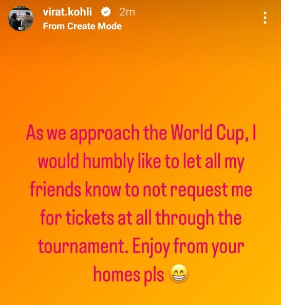 virat kohli instagram story