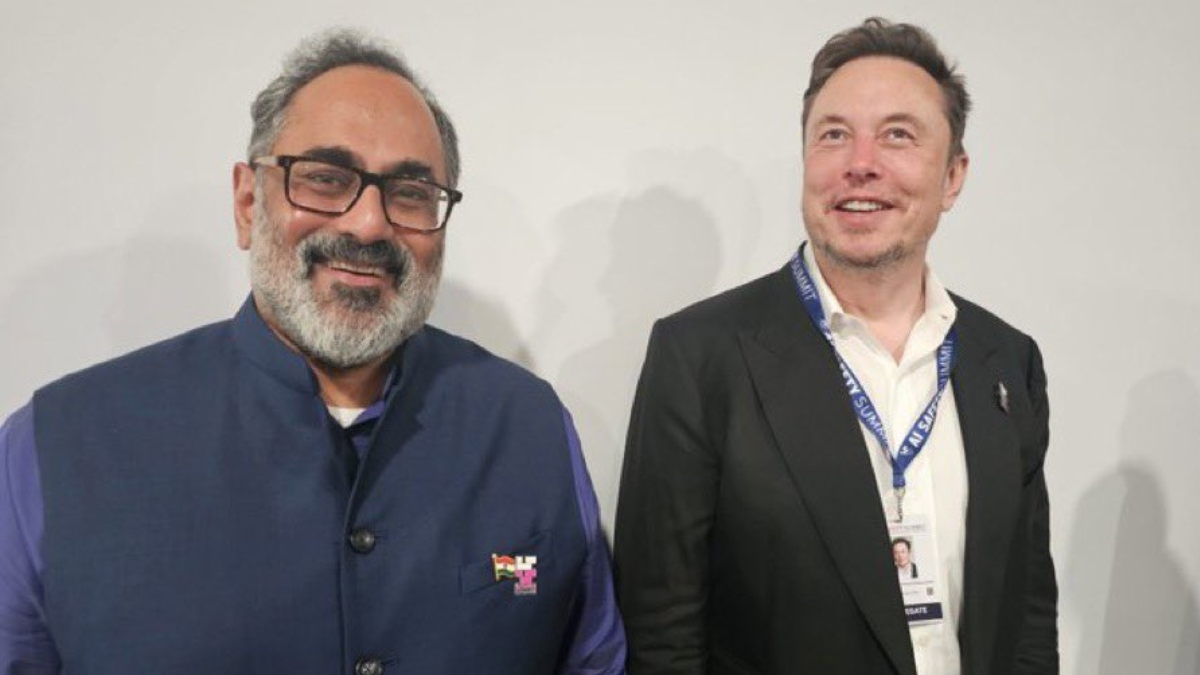 Elon Musk, Chandrashekhar, IT Minister Rajeev Chandrashekhar, UK AI Summit