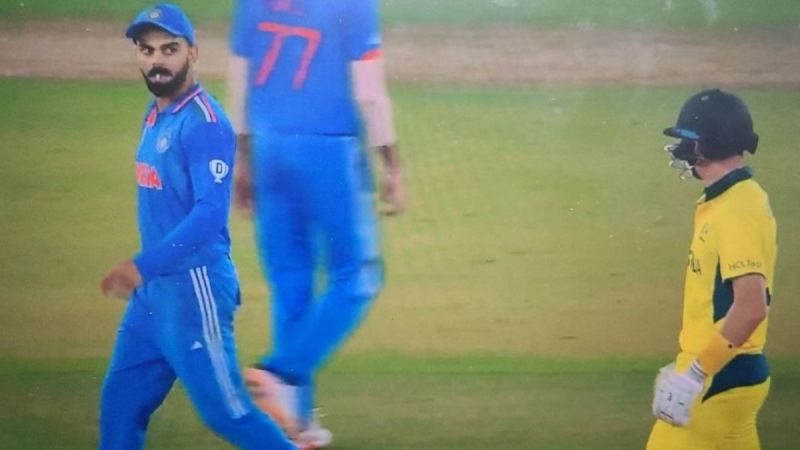 Virat Kohli staring Marnus Labuschagne viral video icc odi world cup 2023 ind vs aus final match