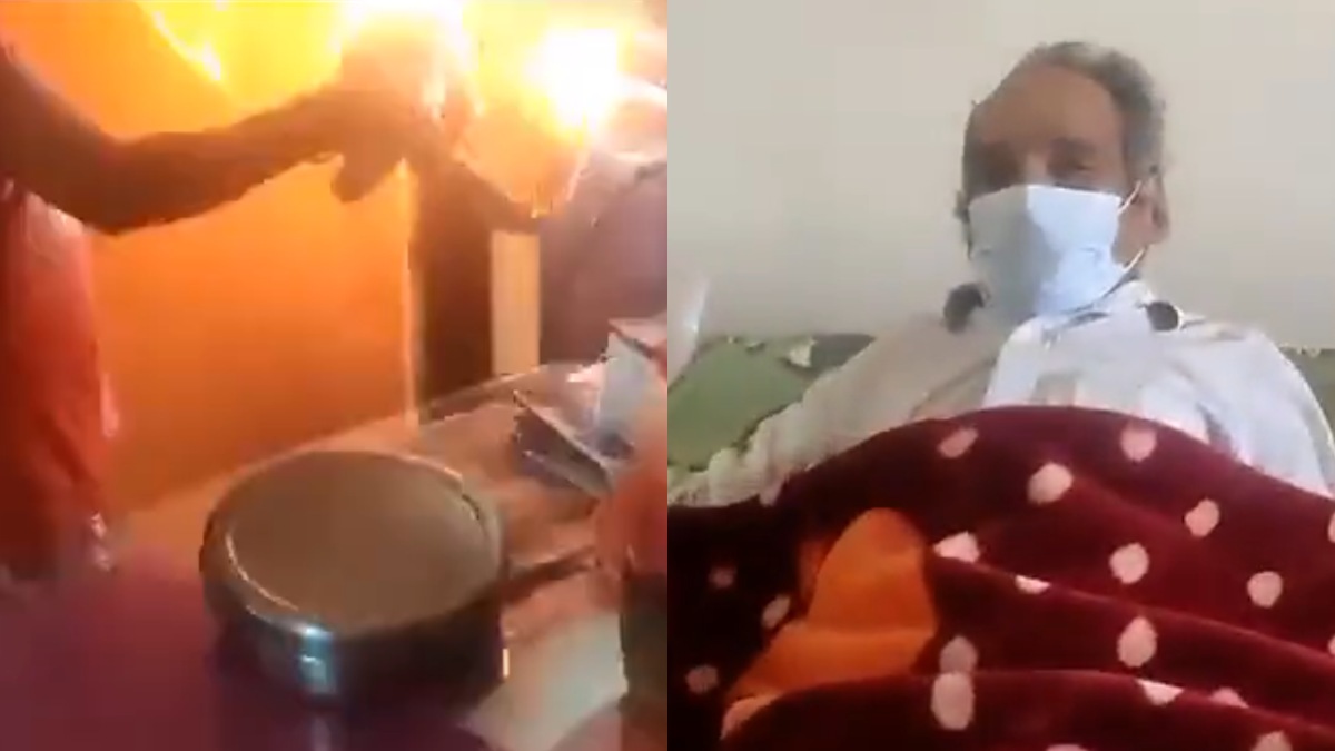 Woman sets fire to father-in-law room, husband records helplessness of sick elderly, video viral