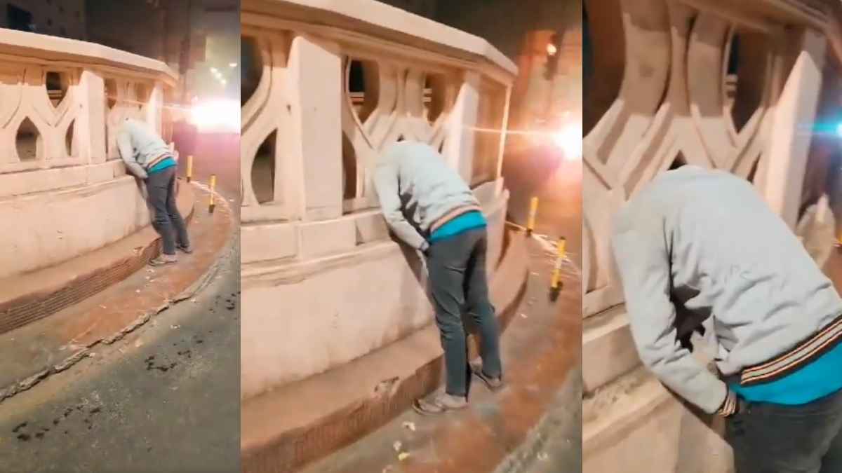 'कितने तेजस्वी लोग हैं', शराब के नशे में रेलिंग में फंसी शख्स की गर्दन, वायरल वीडियो पर मजे ले रहे लोग