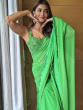 Pooja Hedge green saree look photos