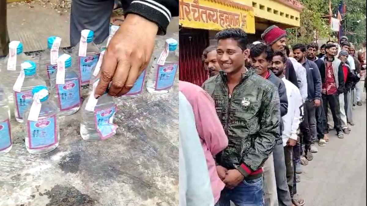 Watch Video: मंदिर में लगा दारू का लंगर, साग-पूड़ी के बाद प्रसाद में मिली शराब