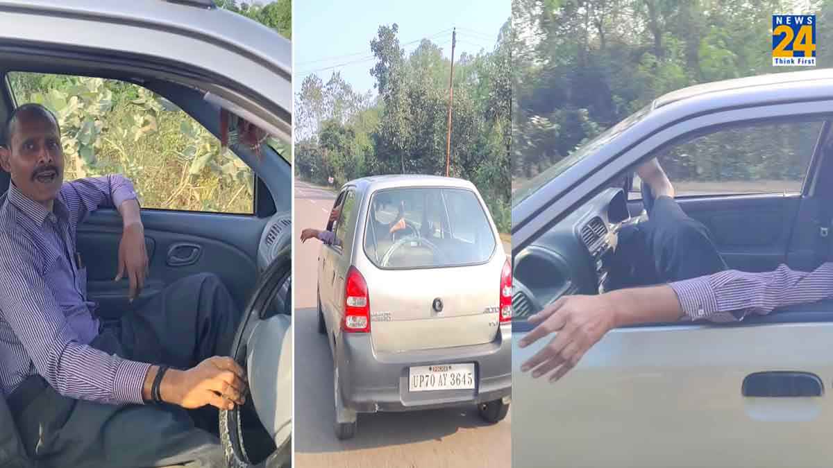 पैसेंजर सीट पर बैठकर युवक चला रहा था कार, पुलिस ने काटा चालान, देखें वीडियो 
