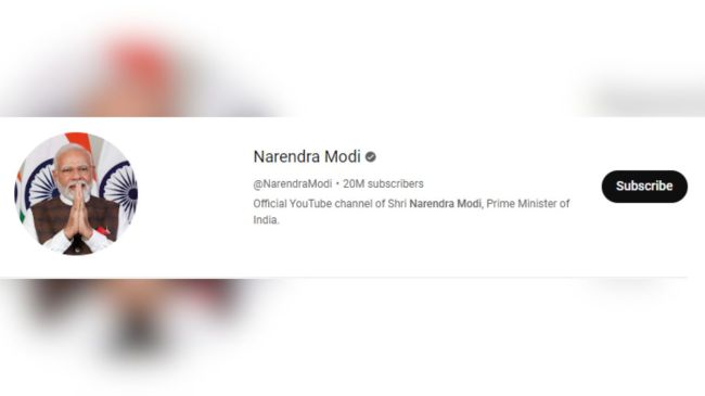 pm modi youtube channel subscribers