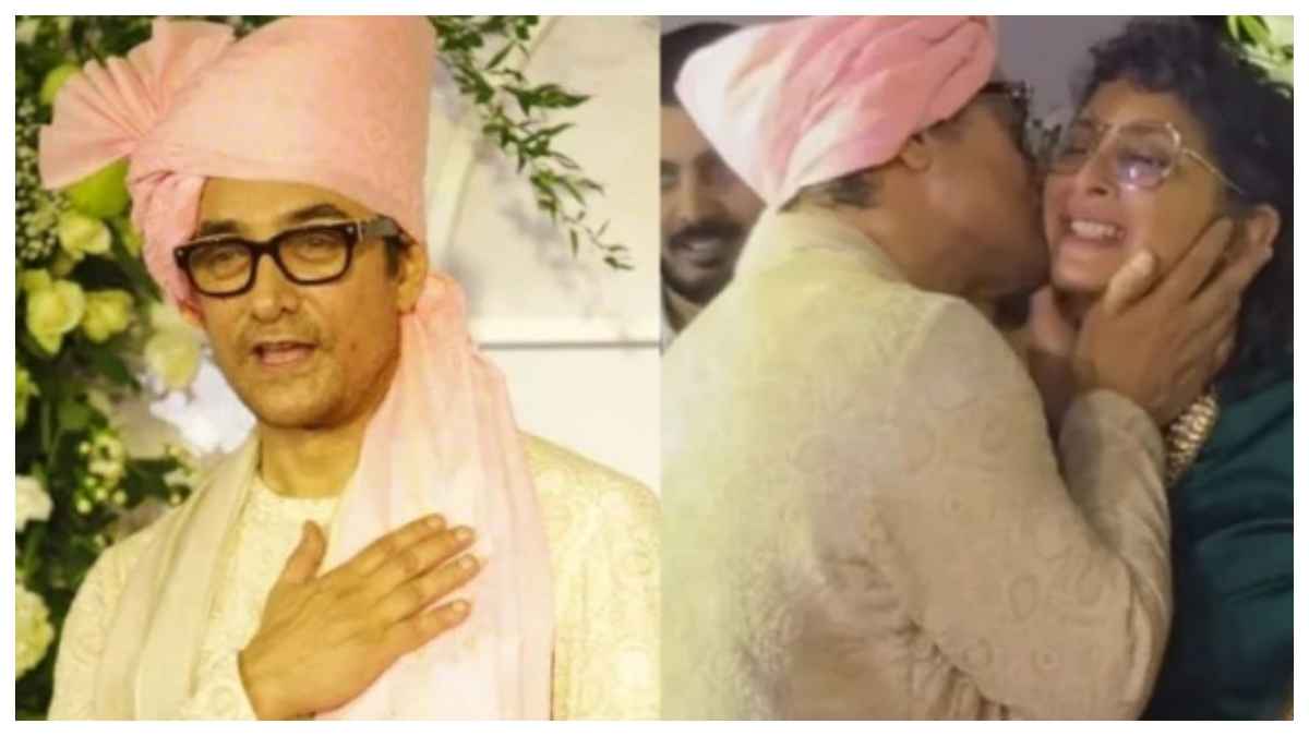 Ira Khan की शादी में Ex वाइफ को Kiss करते दिखे Aamir Khan, वीडियो वायरल