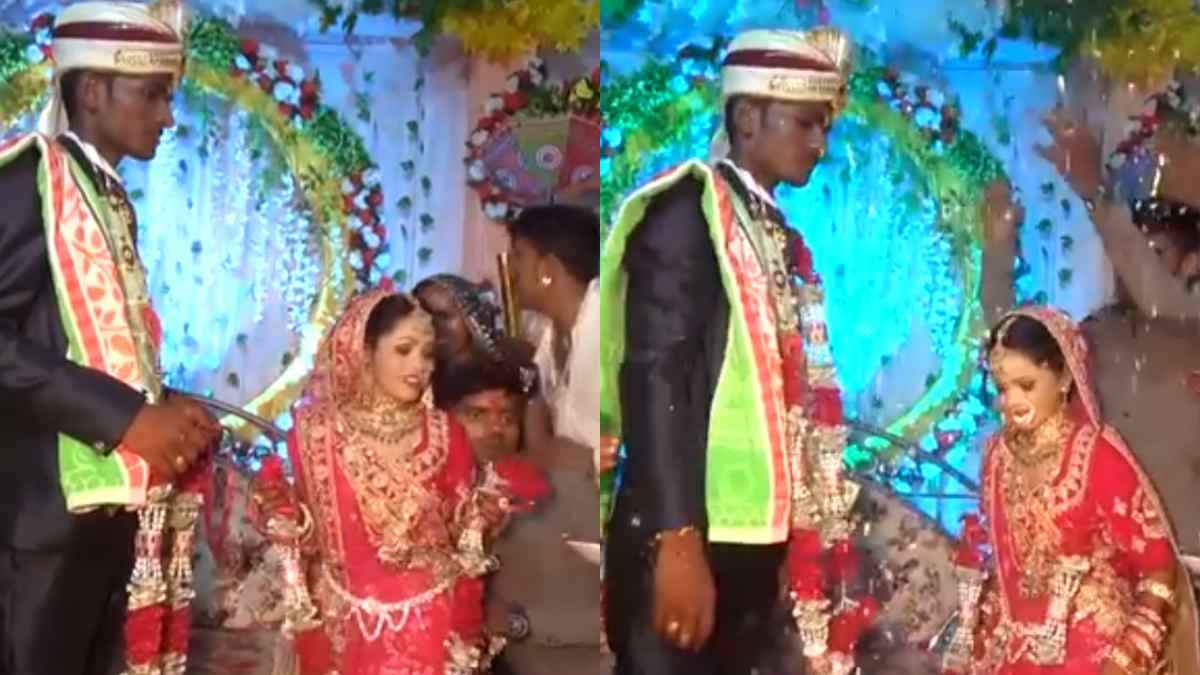 काले रंग का लंबा दूल्हा, आधे कद की गौरी दुल्हन, वरमाला का तोड़ निकाला, गजब 'हार.... डाला'
