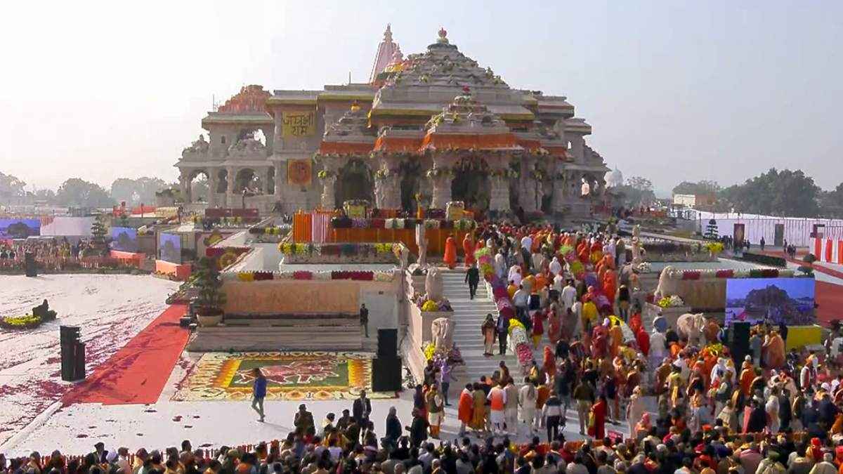 Devotee during Ram Mandir Pran Pratistha
