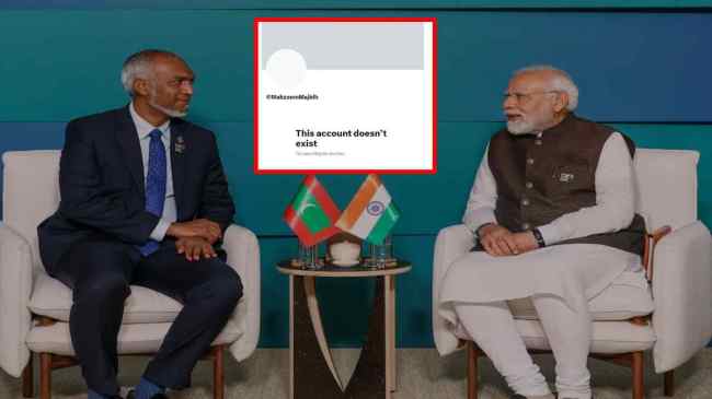 Indian Prime Minister Narendra Modi with Maldives PM during his meeting in Dubai