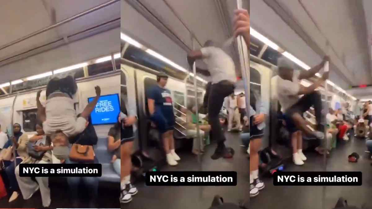 man doing stunt in New York subway video goes viral