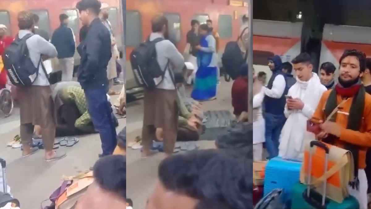नमाज पढ़ रहे लोगों के सामने हनुमान चालीसा पढ़ने लगे यात्री, प्लेटफॉर्म का वीडियो वायरल