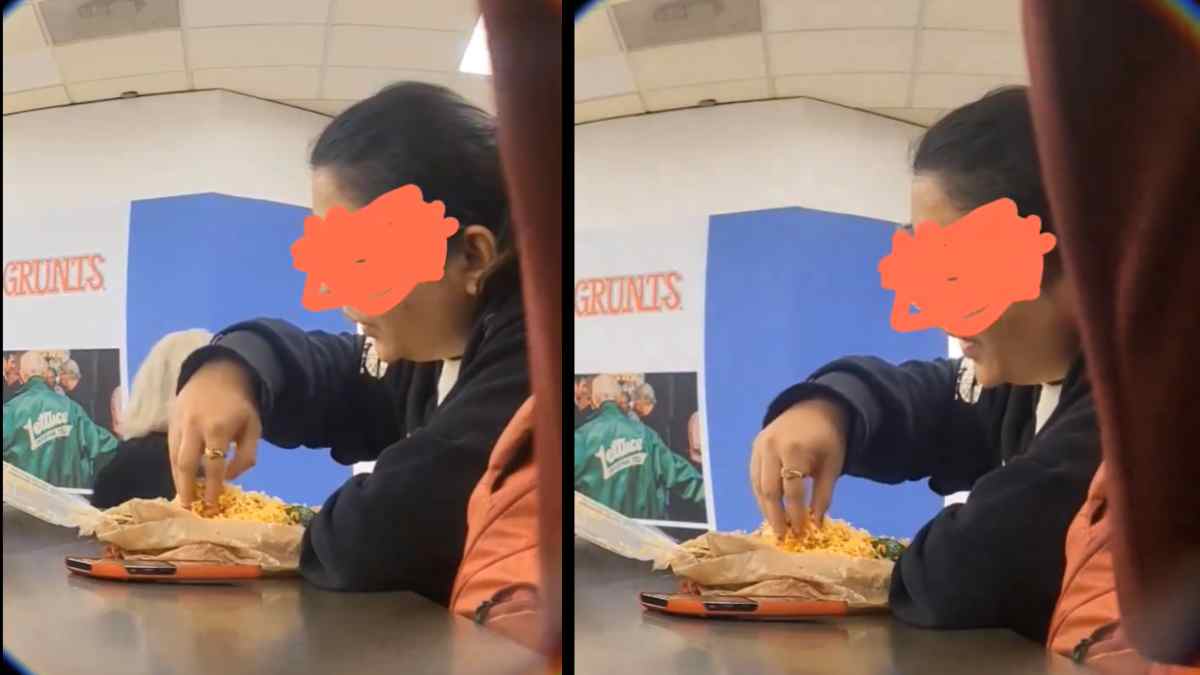 Video of woman eating food with hands at airport goes viral