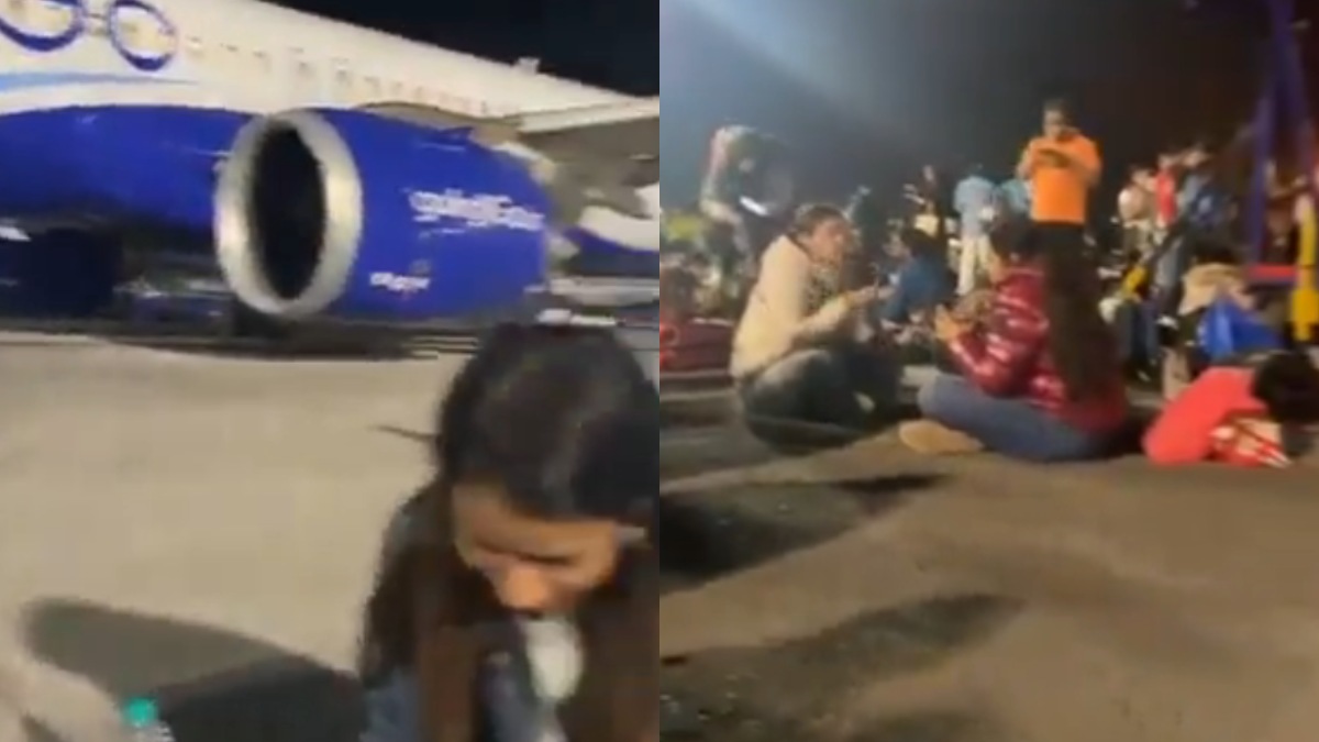 airport passengers dinner on tarmac near plane, video viral
