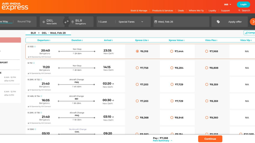 Air India Express Xpress Lite Fare Price