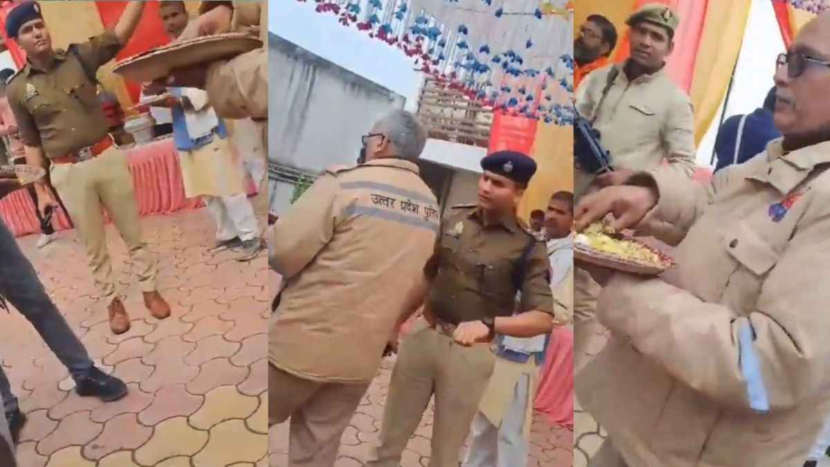 कार्यक्रम में खाना खाने लगा सिपाही तो भड़क गए ASP, लगा दी फटकार; वीडियो वायरल