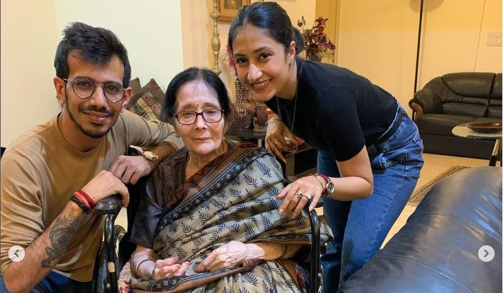 धनश्री वर्मा अपनी नानी और पति युजवेंद्र चहल के साथ