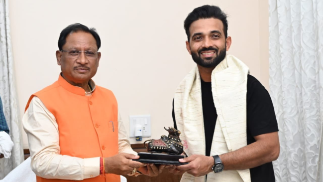 Chhattisgarh CM Vishnu Deo Sai Meets Ajinkya Rahane
