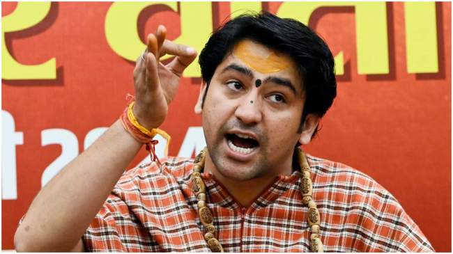 Dhirendra Shastri Bageshwar Dham Sarkar Dhirendra Krishna Shastri addressing the media