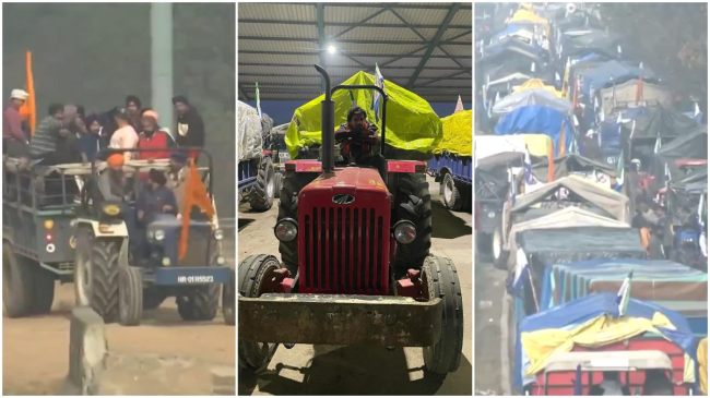 Farmers on their tractors