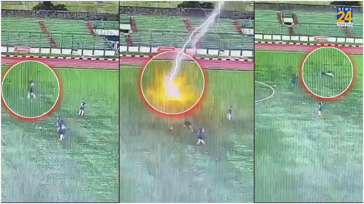 Video Lighting Hits football Match Footballer Collapse And Died Immediately