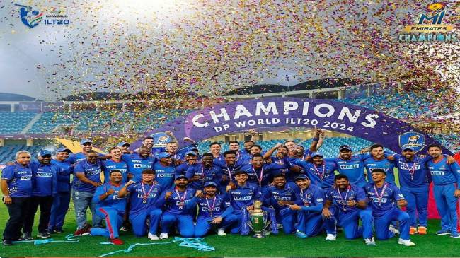 MI Emirates won ILT20 Tropgy Dubai Capitals lost by 45 run 10th truphy