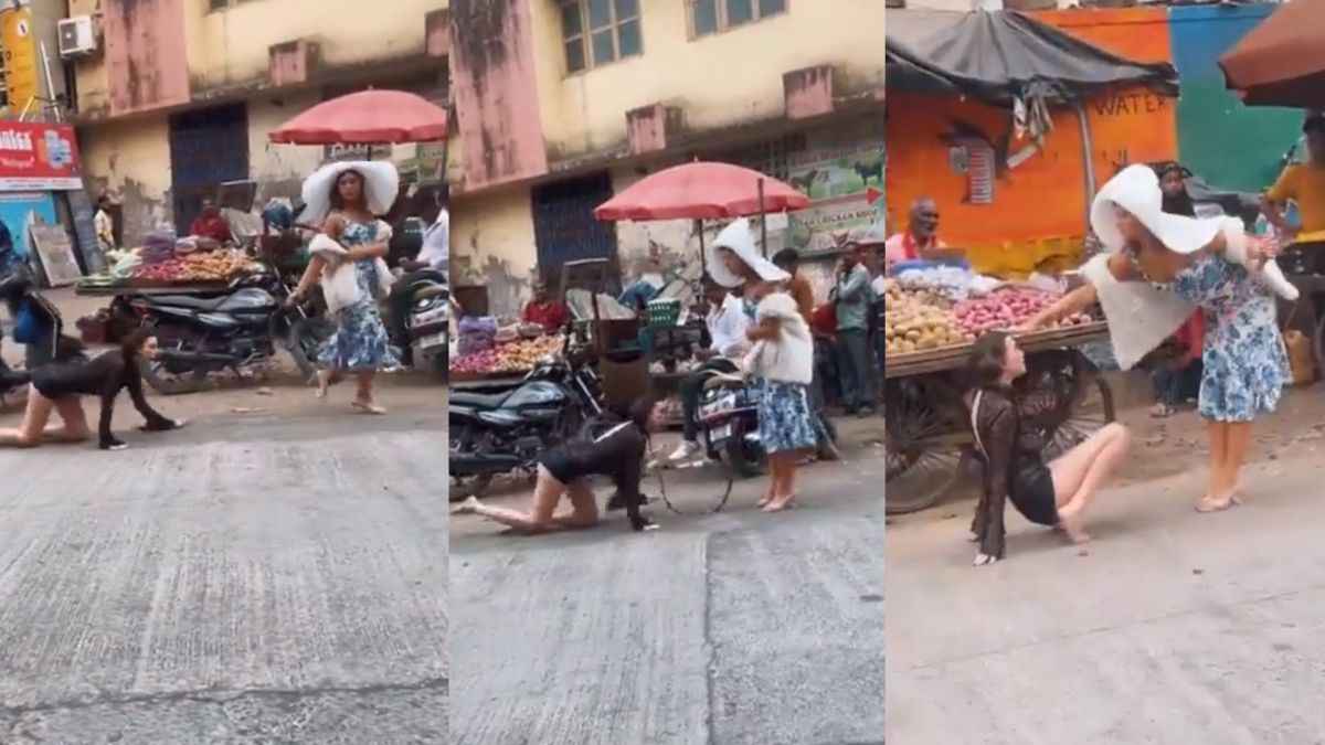 'ये बीमारी यहां भी आ गई?' गले में पट्टा डाल डॉगी की तरह चलती लड़की का वीडियो वायरल