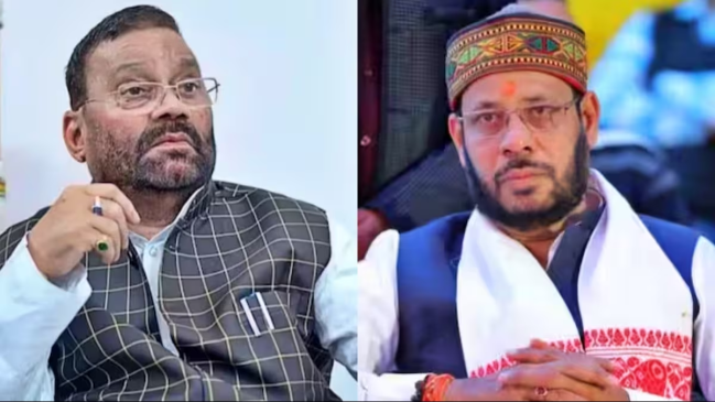 Samajwadi Party MLA Manoj Pandey and Swami Prasad Maurya Samajwadi Party MLA Manoj Pandey and Swami Prasad Maurya