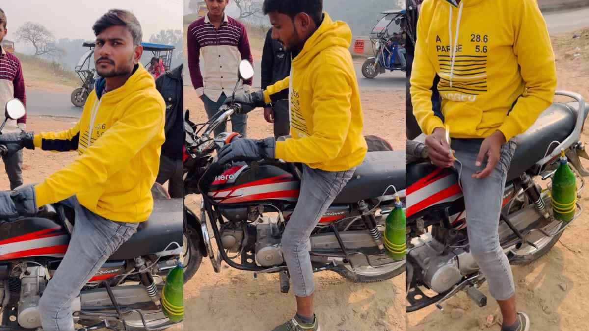 गजब! पेट्रोल के दाम से परेशान हो कर डाला 'आविष्कार', गोबर गैस से चला रहा बाइक