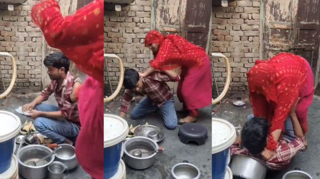 Wife Beat Husband Viral Video