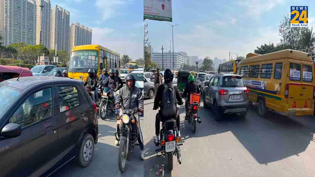 थम गई नोएडा की रफ्तार, सड़कों पर वाहनों की लाइनें, स्कूल बस, एंबुलेंस घंटों जाम में फंसी