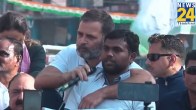 young man crying hugging Rahul Gandhi