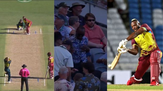 Australia vs West Indies Andre Russell powerful batting against aus bowlers