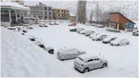 Vehicles covered with snow in Lahaul and Spiti