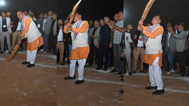 Chhattisgarh CM Vishnudev Sai Playing Cricket