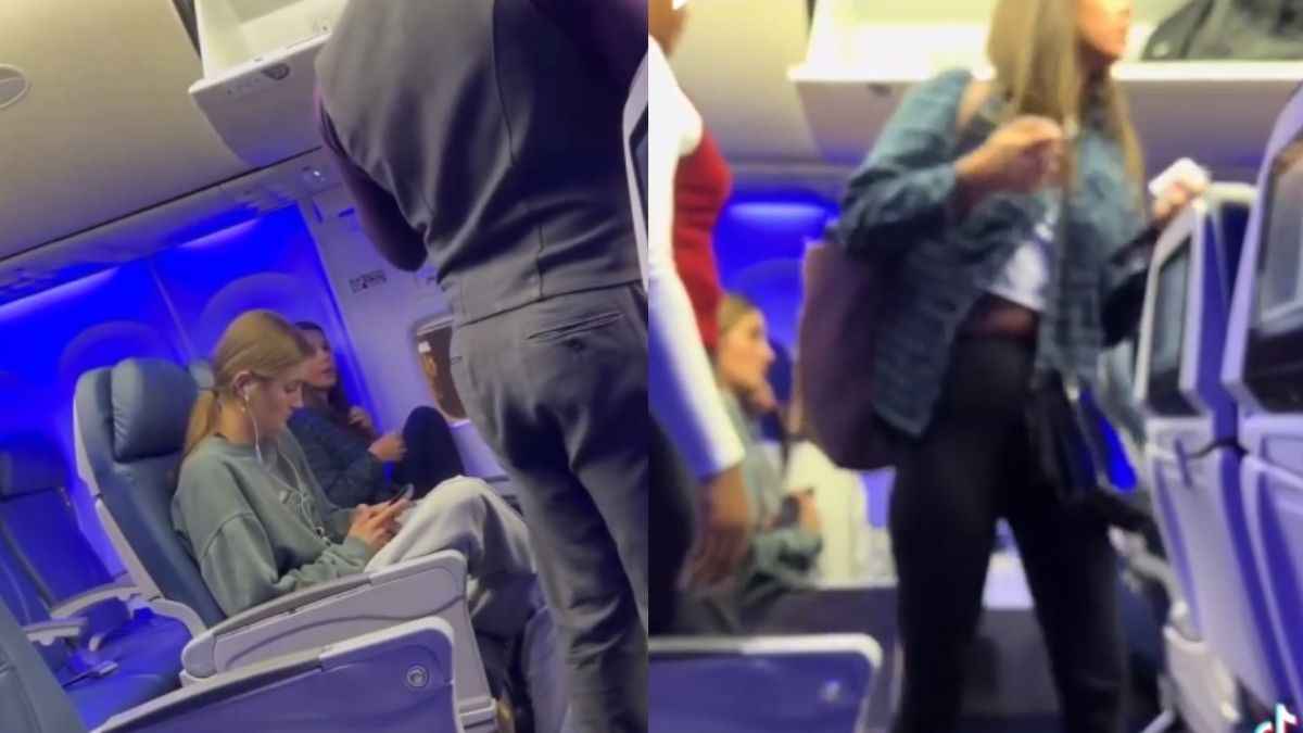 प्लेन में लड़की ने की ऐसी हरकत, फ्लाइट अटेंडेंट ने तुरंत नीचे उतारा; वीडियो वायरल