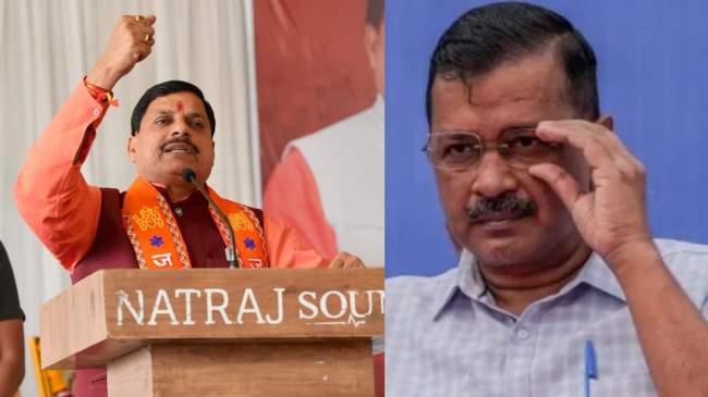 MP CM Mohan Yadav Target Delhi CM Kejriwal