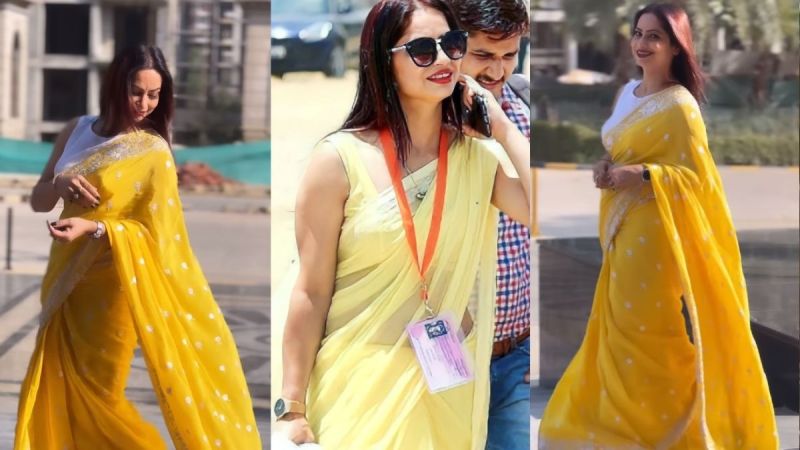 Yellow Saree Viral Madam