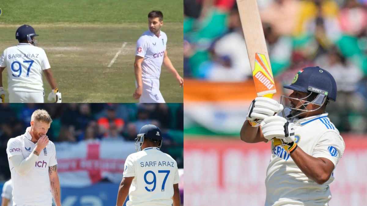 IND vs ENG Sarfaraz Khan Fight Mark Wood Ben Stokes Joe root Shoaib Bashir Dharamshala Test IND vs ENG Sarfaraz Khan Fight Mark Wood Ben Stokes Joe root Shoaib Bashir Dharamshala Test