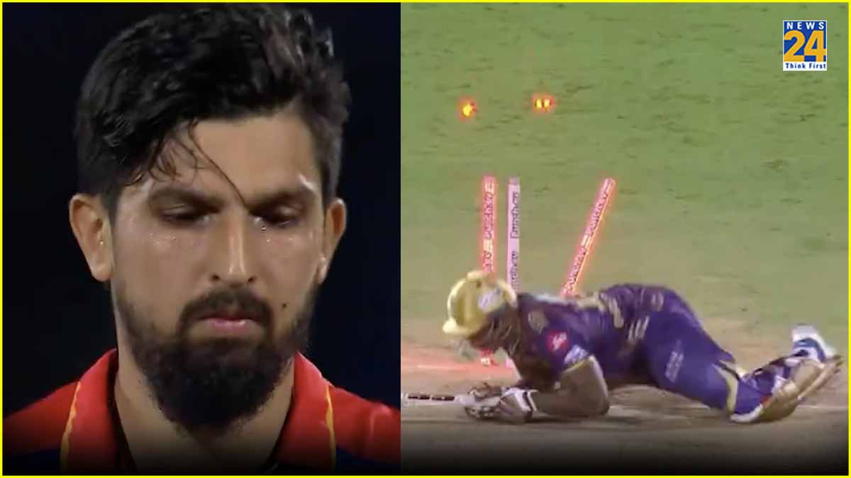 IPL 2024 DC vs KKR Ishant Sharma yorker andre russell clean bowled watch video