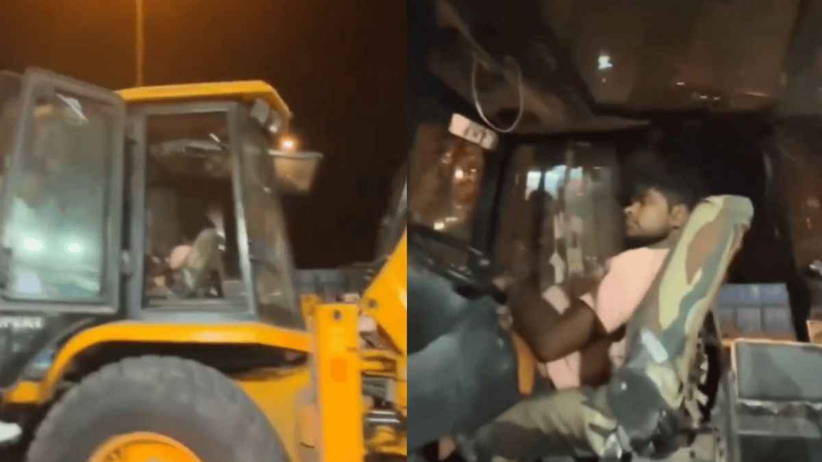 JCB ड्राइवर की करतूत का वीडियो वायरल, बीच सड़क वाहन रोक लेने लगा खर्राटे