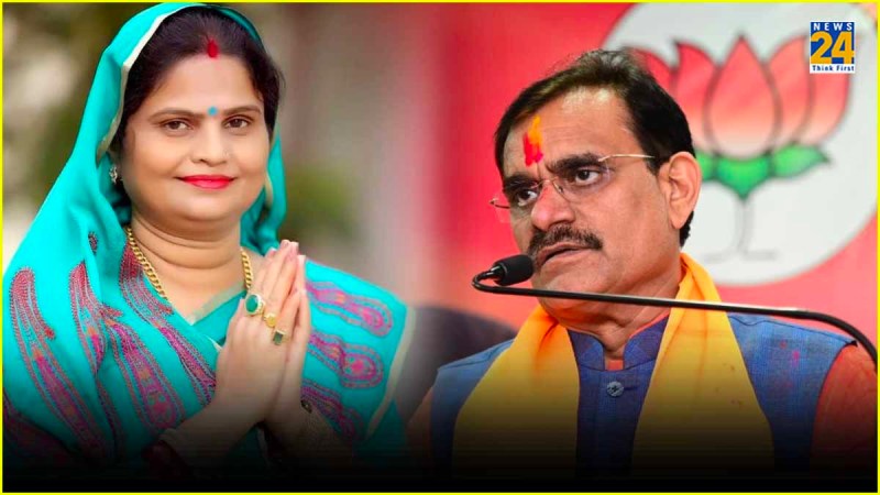 SP candidate Meera Deepnarayan Yadav and BJP candidate VD Sharma