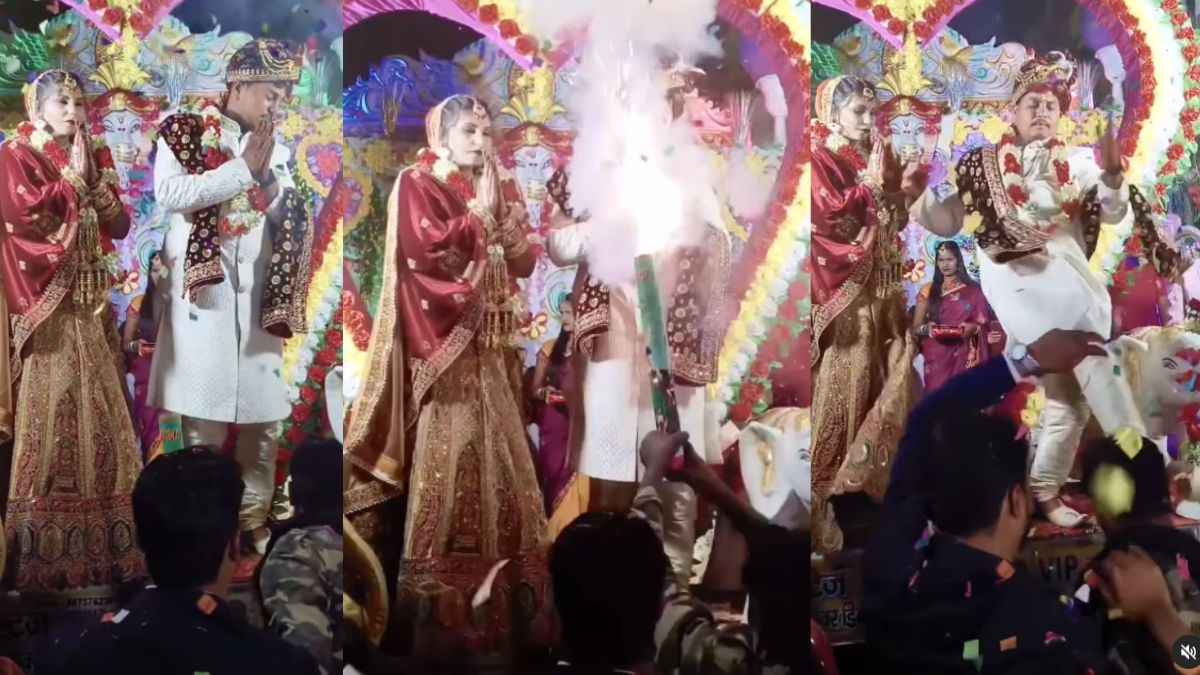 शादी के दौरान पटाखे वाले पर भड़का दूल्हा, मारी लात; हैरान रह गई दुल्हन