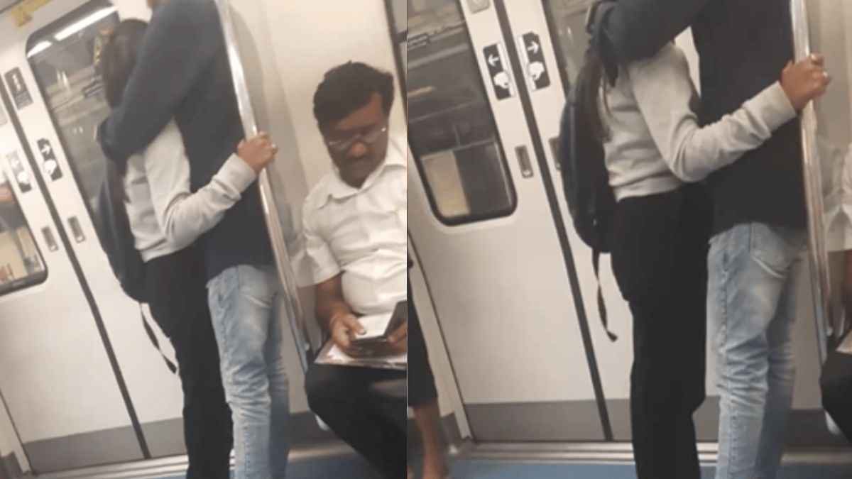 मेट्रो में फिर आउट ऑफ कंट्रोल हुए कपल, चिपककर करने लगे Kiss!