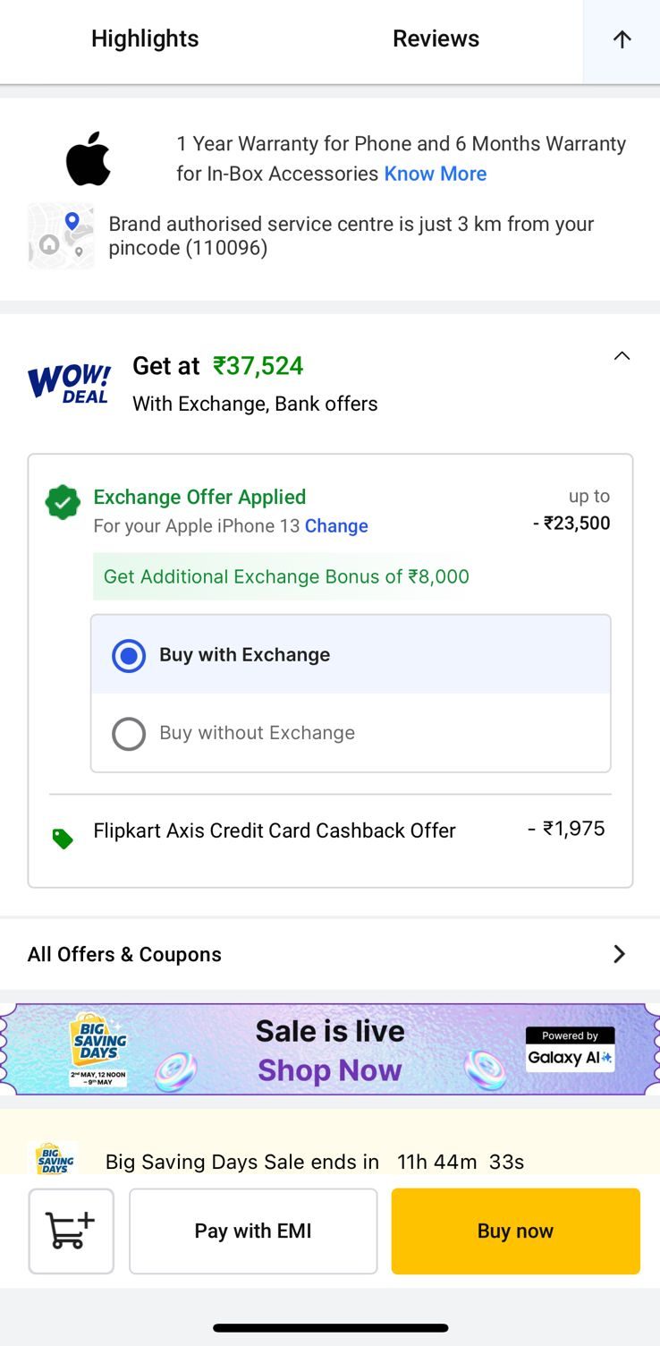 Flipkart Discount offer on iPhone 15