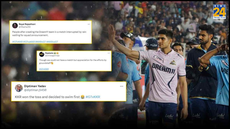 ipl 2024 gt vs kkr Match abandoned without toss fans reaction social media