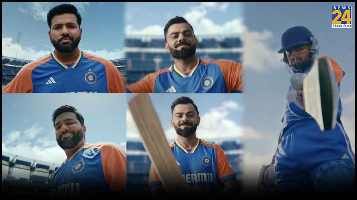 Virat Kohli Rohit Sharma in Team India New Jersey for T20 World Cup 2024