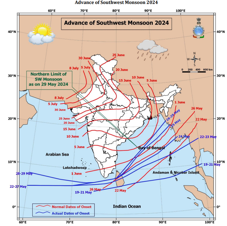 Onset of South West Monsoon