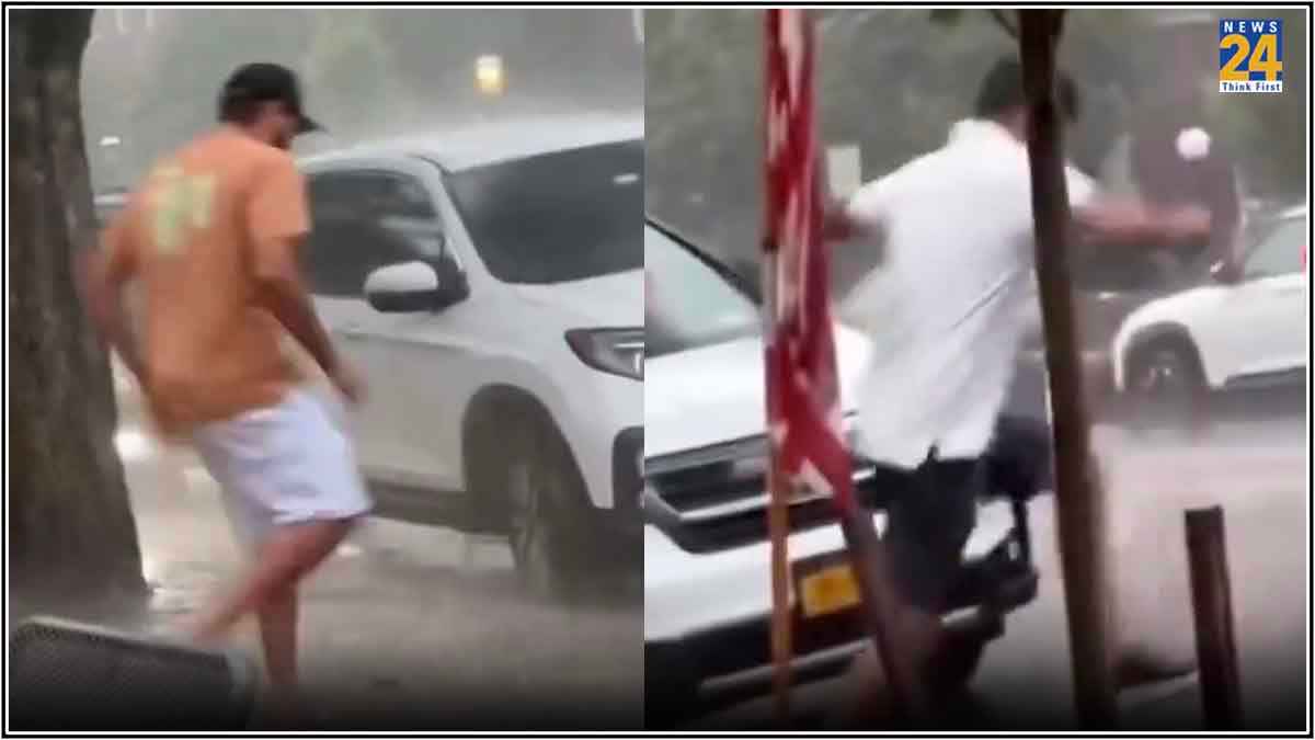 T20 World Cup 2024 Rohit Sharma Rahul Dravid sprint to car amid heavy rain in New York